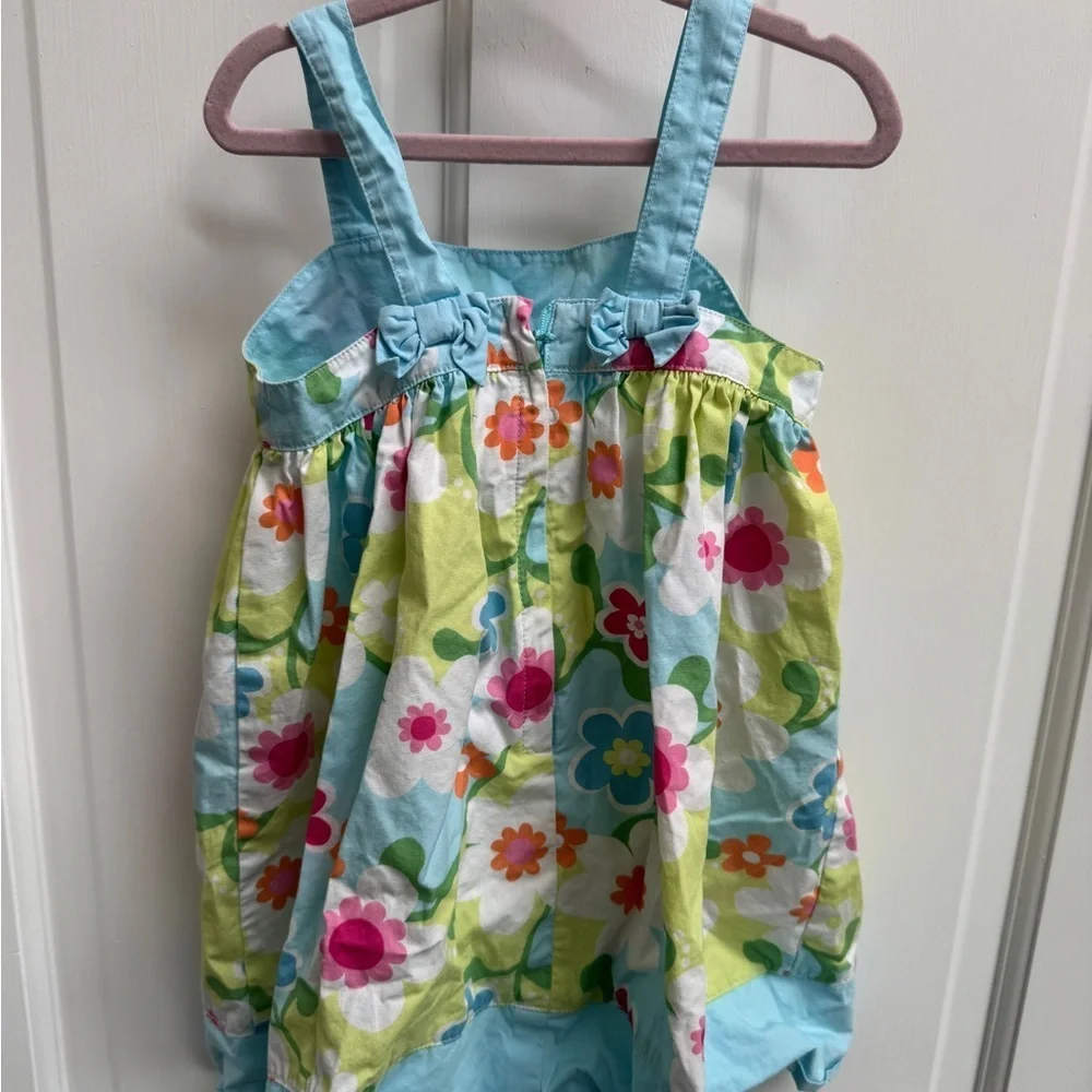 Gymboree 3T Girls Floral Dress with Blue and Pink Sleeveless Dress